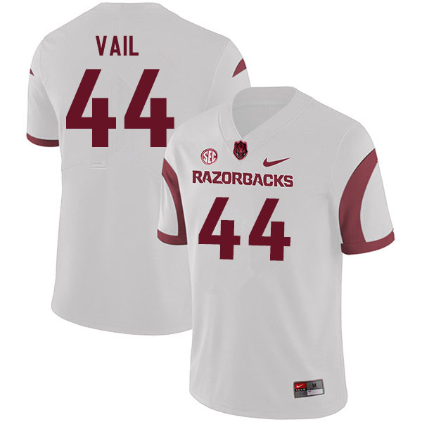 Men #44 Cameron Vail Arkansas Razorbacks College Football Jerseys Sale-White